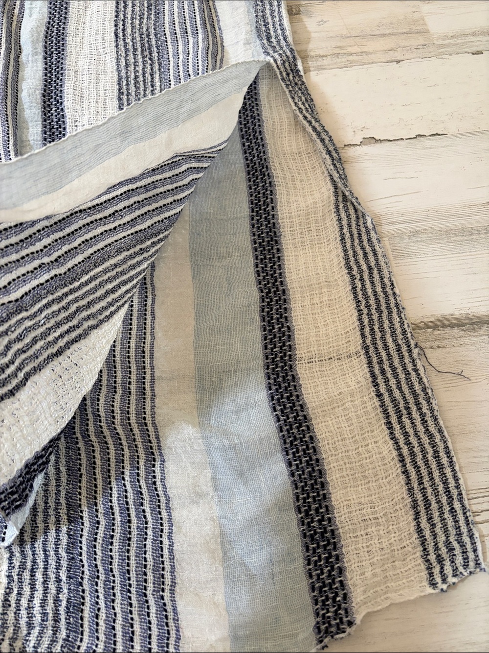 Massimo Dutti Blue & White Striped Swim Coverup Caftan Linen Blend - Picture 5 of 14